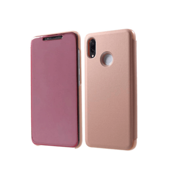 Zrcadlový plastový flip obal pro Xiaomi Redmi Note 7 - růžový