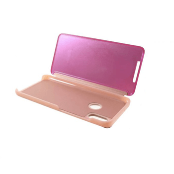 Zrcadlový plastový flip obal pro Xiaomi Redmi Note 7 - růžový