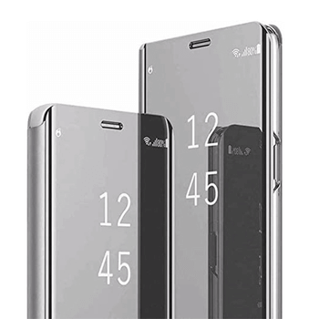 Zrcadlový silikonový flip obal pro Samsung Galaxy A12 A125F - stříbrný