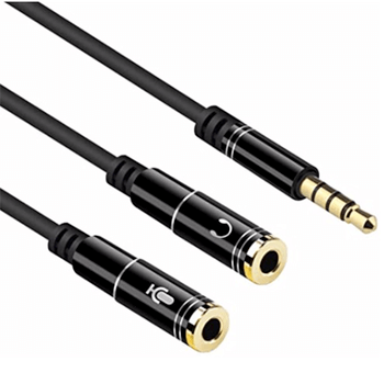 2v1 Redukce Audio Jack 3.5mm pro sluchátka a mikrofon s Audio Jack 3.5 mm konektorem černá