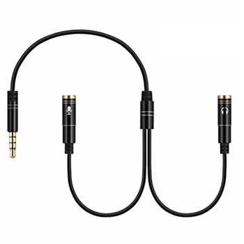 2v1 Redukce Audio Jack 3.5mm pro sluchátka a mikrofon s Audio Jack 3.5 mm konektorem černá