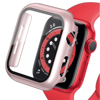2v1 Kryt s ochranným sklem na Apple Watch 40 mm (4.série) - světle růžový
