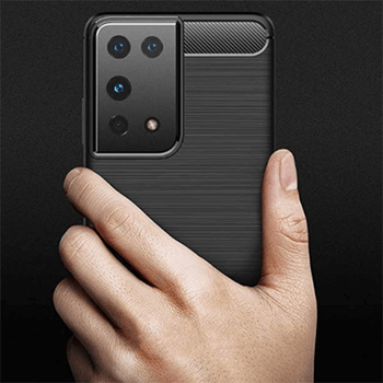 Ochranný silikonový obal karbon pro Samsung Galaxy S21 Ultra 5G G998B - černý