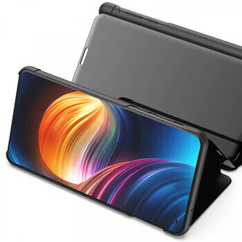 Zrcadlový silikonový flip obal pro Xiaomi Redmi Note 10 - černý