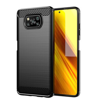 Ochranný silikonový obal karbon pro Xiaomi Poco X3 Pro - černý