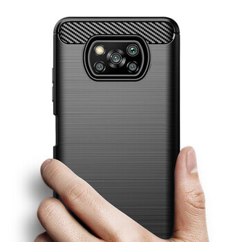 Ochranný silikonový obal karbon pro Xiaomi Poco X3 Pro - černý