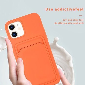Extrapevný silikonový ochranný kryt s kapsou na kartu pro Apple iPhone 12 Pro - černý