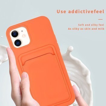 Extrapevný silikonový ochranný kryt s kapsou na kartu pro Apple iPhone 12 Pro - tmavě modrý