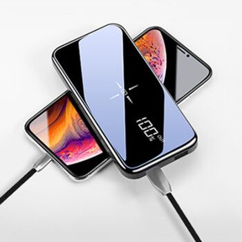 Power Banka s LED displejem a Wireless charge s bezdrátovým nabíjením 10000 mAh mAh - černá