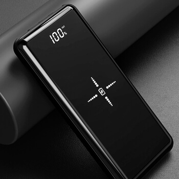 Power Banka s LED displejem a Wireless charge s bezdrátovým nabíjením 10000 mAh mAh - černá