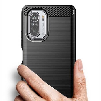 Ochranný silikonový obal karbon pro Xiaomi Poco F3 - černý