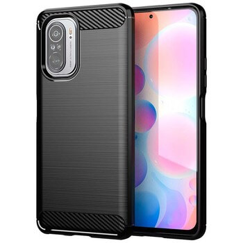 Ochranný silikonový obal karbon pro Xiaomi Poco F3 - černý