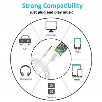 Audio Jack propojovací kabel AUX redukce s Lightning konektorem stříbrný