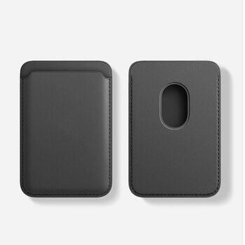 Luxusní magnetické pouzdro na kreditní karty pro Apple iPhone 13 Pro Max - černá ekokůže