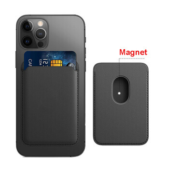 Luxusní magnetické pouzdro na kreditní karty pro Apple iPhone 13 Pro Max - hnědá ekokůže