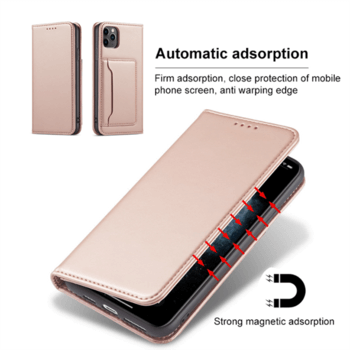 Magnetické flipové pouzdro s prostorem na karty pro Apple iPhone 12 - světle růžové