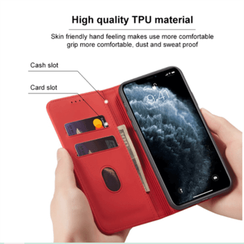 Magnetické flipové pouzdro s prostorem na karty pro Apple iPhone 13 Pro - červené