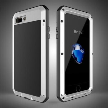 EXTRÉMNĚ odolný hliníkovo-silikonový obal pro Apple iPhone 8 - stříbrný