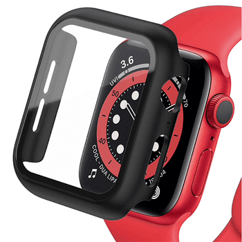 2v1 Kryt s ochranným sklem na Apple Watch 41 mm (7.série) - černý