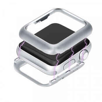 Magnetický hliníkový ochranný rámeček pro Apple Watch 45 mm (7.série) - stříbrný