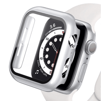 2v1 Kryt s ochranným sklem na Apple Watch 45 mm (7.série) - stříbrný
