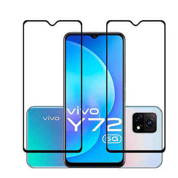3x 3D tvrzené sklo s rámečkem pro Vivo Y72 5G - černé - 2+1 zdarma