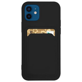Extrapevný silikonový ochranný kryt s kapsou na kartu pro Apple iPhone SE (2022) - černý