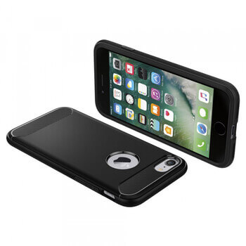 Ochranný silikonový obal karbon pro Apple iPhone SE (2022) - černý