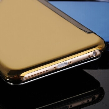 Zrcadlový plastový flip obal pro Apple iPhone SE (2022) - černý