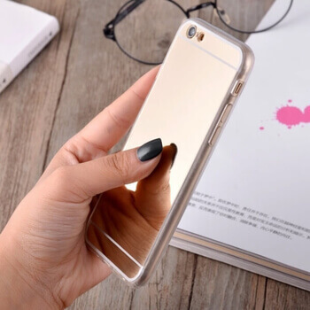 Silikonový zrcadlový ochranný obal pro Apple iPhone SE (2022) - zlatý