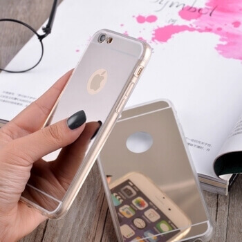 Silikonový zrcadlový ochranný obal pro Apple iPhone SE (2022) - stříbrný