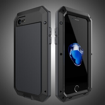 EXTRÉMNĚ odolný hliníkovo-silikonový obal pro Apple iPhone SE (2022) - černý