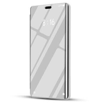 Zrcadlový plastový flip obal pro Xiaomi Redmi Note 11 - stříbrný
