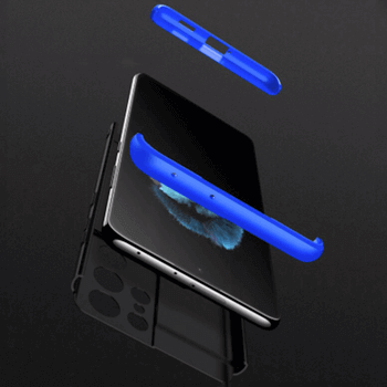 Ochranný 360° celotělový plastový kryt pro Samsung Galaxy S22 Ultra 5G - modrý