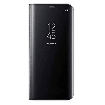 Zrcadlový silikonový flip obal pro Samsung Galaxy S22 Plus 5G - černý