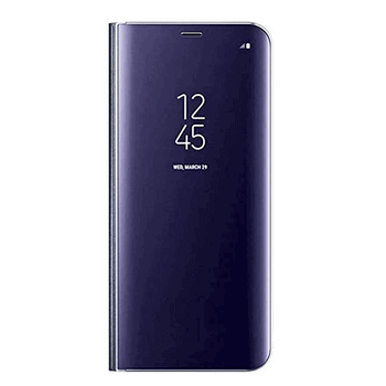 Zrcadlový silikonový flip obal pro Samsung Galaxy S22 Plus 5G - modrý