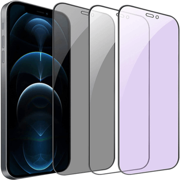 3x 3D ochranné tvrzené sklo Anti-Blue Light pro Apple iPhone 13 Pro - fialové