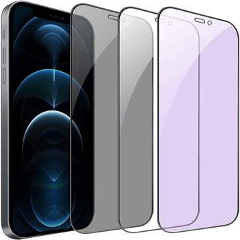 3x 3D ochranné tvrzené sklo Anti-Blue Light pro Apple iPhone 12 Pro - fialové