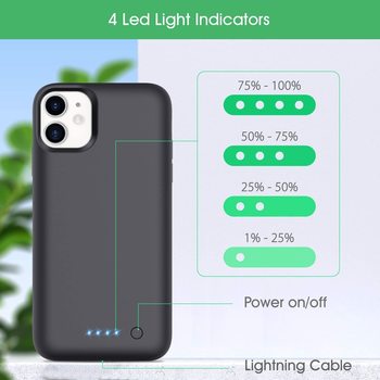 3v1 Silikonové pouzdro smart battery case power bank 5000 mAh pro Apple iPhone 11 - černé
