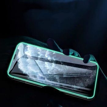 Ochranné tvrzené sklo se svítícím rámečkem pro Apple iPhone 13 Pro - světle modré