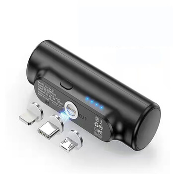 Cestovní powerbanka 3000 mAh pro telefony s Lightning, Micro USB a USB-C konektorem - černá