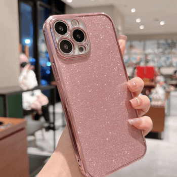 Ochranný silikonový obal se třpytkami Apple iPhone 12 - světle růžový