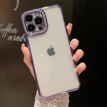 Ochranný silikonový obal s kamínky Apple iPhone 11 - fialový