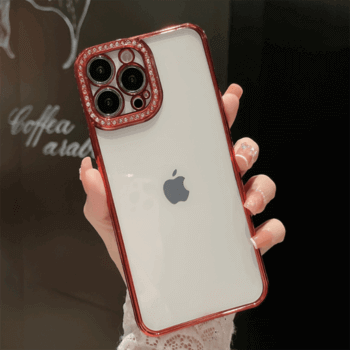 Ochranný silikonový obal s kamínky Apple iPhone 12 - červený