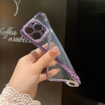 Ochranný silikonový obal s kamínky Apple iPhone 13 - stříbrný