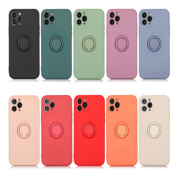 Silikonový ochranný obal s držákem na prst Apple iPhone X/XS - světle zelený