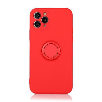 Silikonový ochranný obal s držákem na prst Apple iPhone SE (2022) - červený