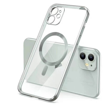 MagSafe silikonový kryt pro Apple iPhone SE (2022) - stříbrný