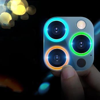 Svítící ochranné sklo pro objektiv fotoaparátu a kamery pro Apple iPhone 11 Pro modré
