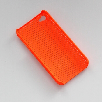 Plastový dirkovaný ochranný kryt pro Apple iPhone 4/4S - oranžový